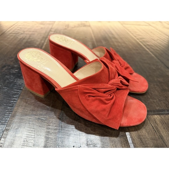 Vince Camuto Shoes - Vince‎ Camuto Slip On Suede Bow Mule Red Heel Size 9.5